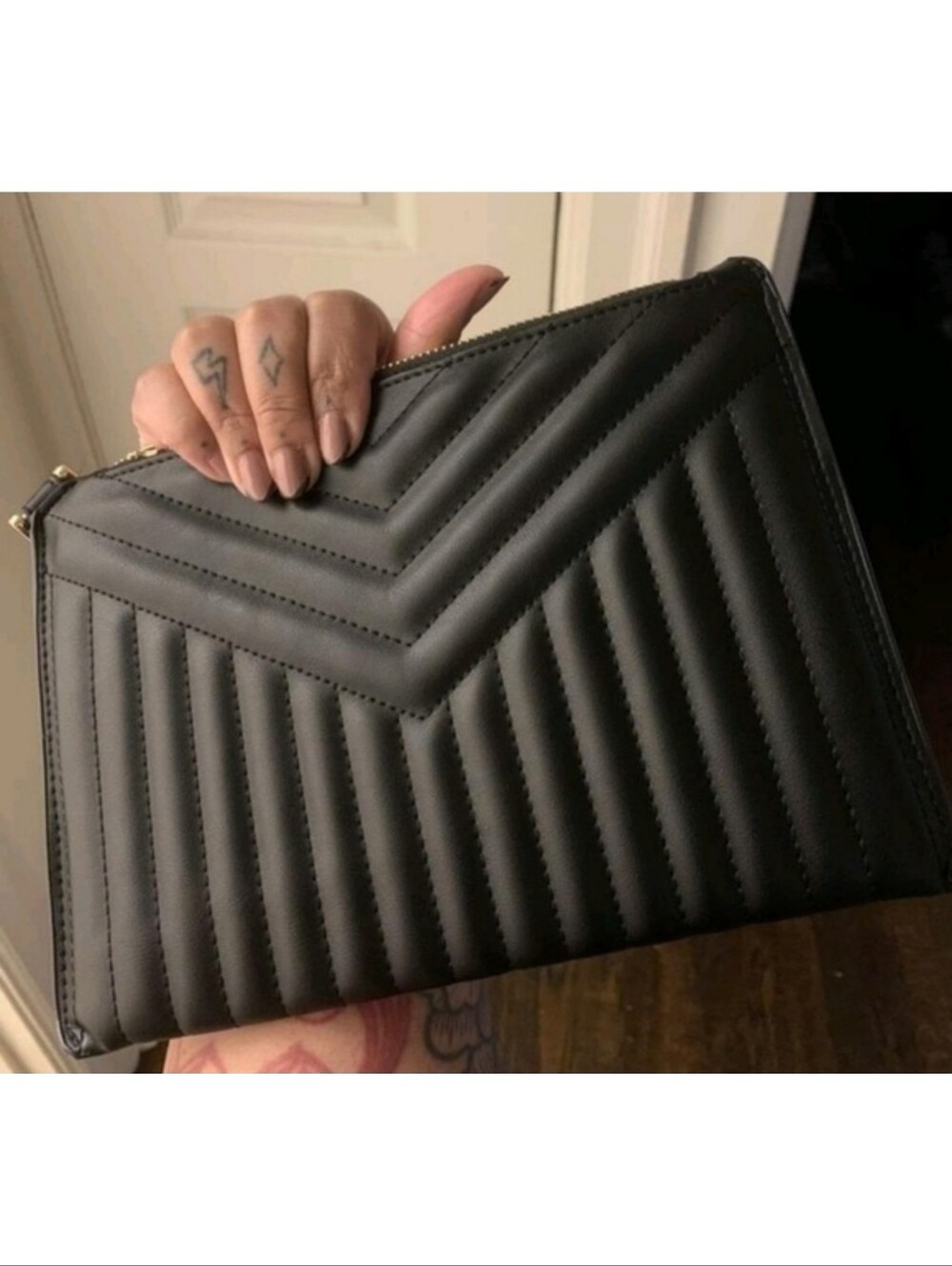 A New Day Large Quilted Wristlet Black